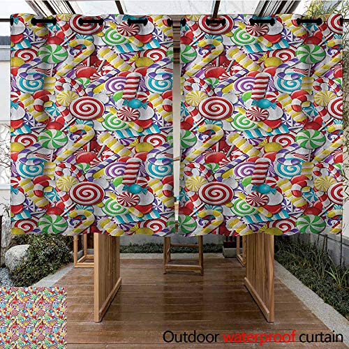 Andytours Sliding Door Curtain Candy Cane Bonbons Lollipops Sugary