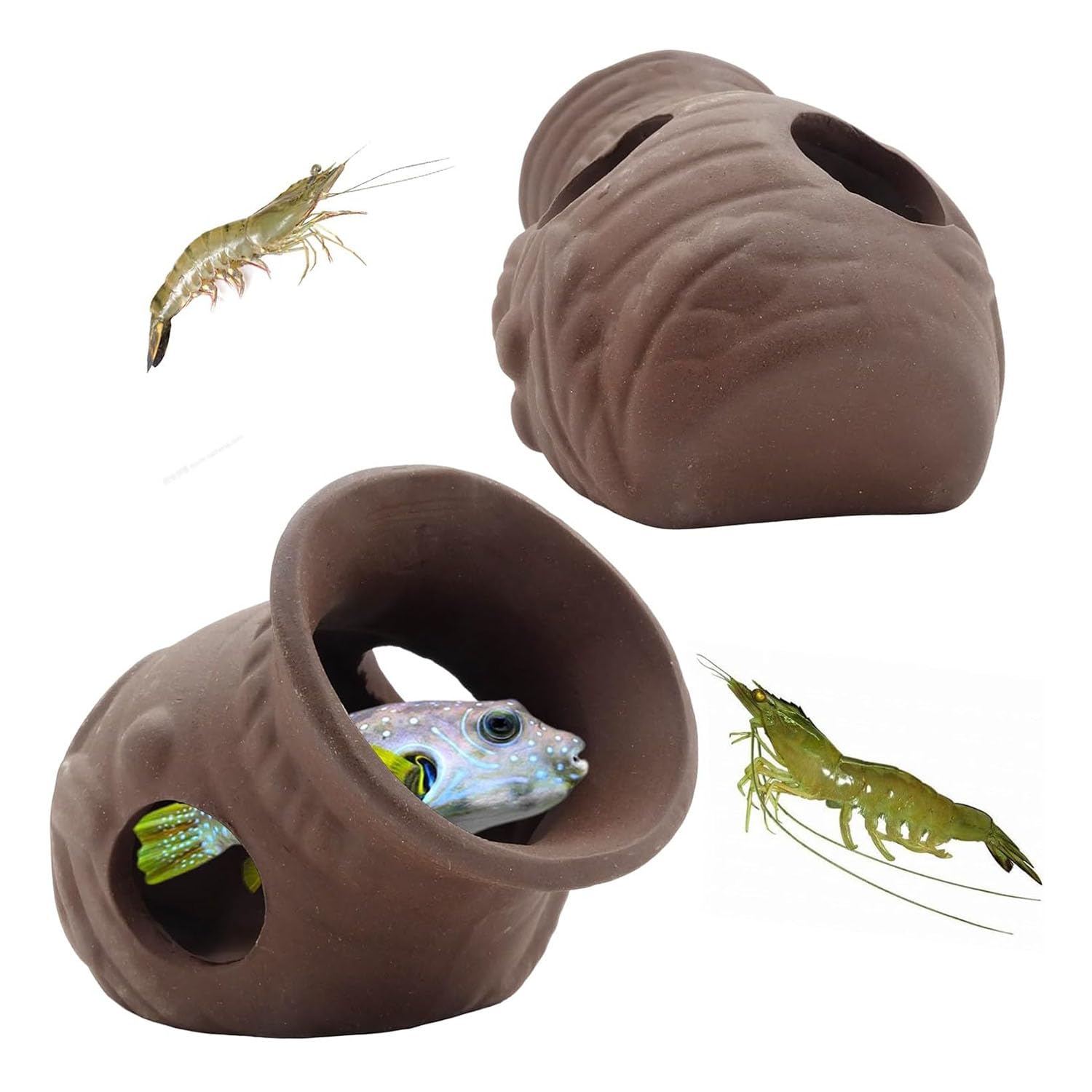 MaoNativey 2 Pieces Aquarium Stone Fish Hideaway Ornament Fish Tank Ornaments Cave Breeding Cones Cave Fish Tank Decorations for Shrimp Cichlid Betta Fish