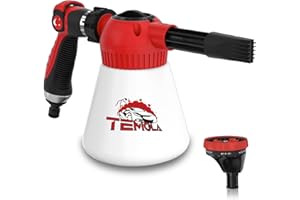 TEMOLA Car Wash Foam Gun, Wash Cannon Connected to Garden Hose, Sprayer with Adjustable Foam Concentration, for Hose for Car, Motorcycle and Garden, Blue, Red