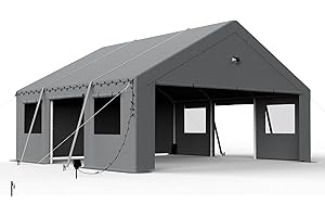 Benass 20x20 Carport Canopy with Side Doors, Heavy Duty Car Ports with Sidewalls, Drive Through Portable Garage, Grey