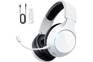 YPBDAN 2.4GHz Wireless Gaming Headset for PC, PS5, PS4, Switch, Mac, USB Over Ear Gaming Headphones with ENC Noise Canceling Microphone, Bluetooth 5.3, 60H Battery, 3.5mm Wired for Controller