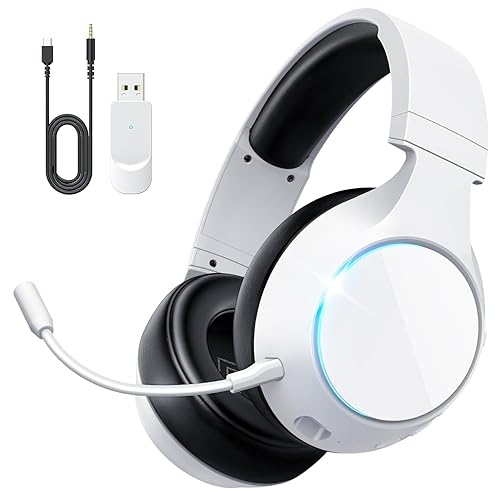 YPBDAN TA4000 2.4GHz/Bluetooth 5.3 Wireless Gaming Headset for PC, PS5, PS4 – Over-Ear Headphones with ENC Mic, 60H Playtime, 3.5mm Wired Mode, Compatible with Switch, Mac, Mobile & Controller