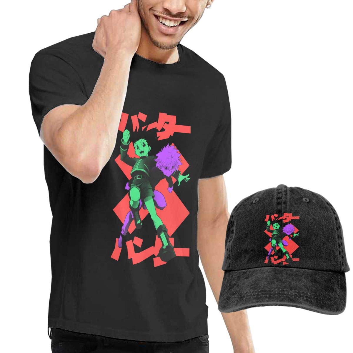 Weareby Hunter X Hunter Gon Killua Men Comfortable T Shirt And Caps Combination Black Clothing Shoes Jewelry Foretadrenaline Com