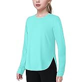 JOCMIC Girls Long Sleeve Shirts Kids Athletic Basic Tees for Gym Yoga Fall Tops Quick Dry UPF 50+ Sun Shirt