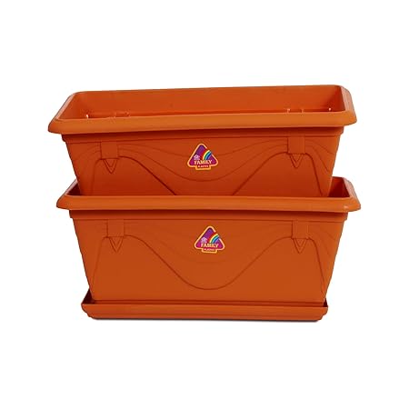 FAMILY PLASTICS Petunia Window Garden Small Pot with Tray - Set of 2