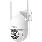 ARCCTV 2K Security Camera Outdoor, 2.4G/5G WiFi 24/7 Recording Security Camera, 360° PTZ Auto Tracking, Motion Tracking, Full Color Night Vision, Waterproof