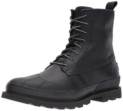 Sorel Men's Madson Wingtip Boot Waterproof Motorcycle (Black