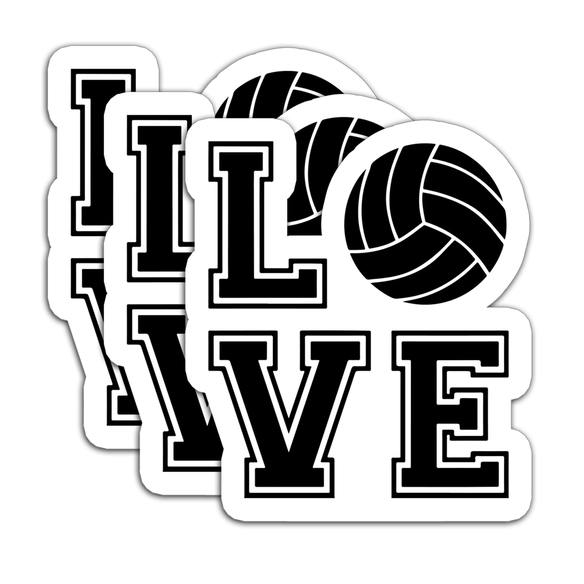 Photo 1 of (3Pcs) Volleyball Stickers Love Design | Cute Vinyl Decals for Laptop, Water Bottle, Scrapbook, Phone | Gifts for Volleyball Lovers, Teens, Girls, Boys | 3" x 2.5"