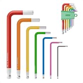 Steinwhale 7-Piece Metric Allen Wrench Set, Small Hex Key Set 1.5-6mm | Color-coded, lightweight standard-length L-keys with 25-Degree ball ends,S2 steel, uncoated precision tips and compact holder