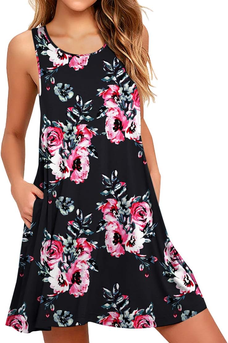 WEACZZY Women Summer Casual Swing T Shirt Dresses Beach Cover up Loose Dress