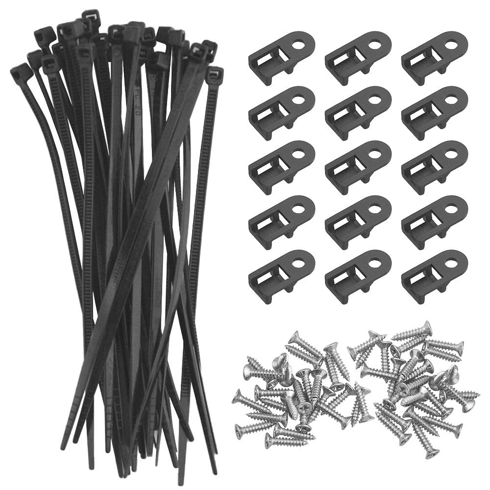 BGTXINGI 100Pcs Saddle-Type Cable Tie Mount Bases Cable Clip Organizer Cord Holders and 100Pca Cable Zip Ties with 100PCS Deep Thread Pan Head Screws Cable Wire Management for Office and Home(Size 3)