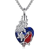 PCTJYFU Cardinal Memorial Urn Necklace 925 Sterling Silver Cremation Pendant with Enamel Color, for Ashes Keepsake Jewelry Gift for Women Men (Cardinal)