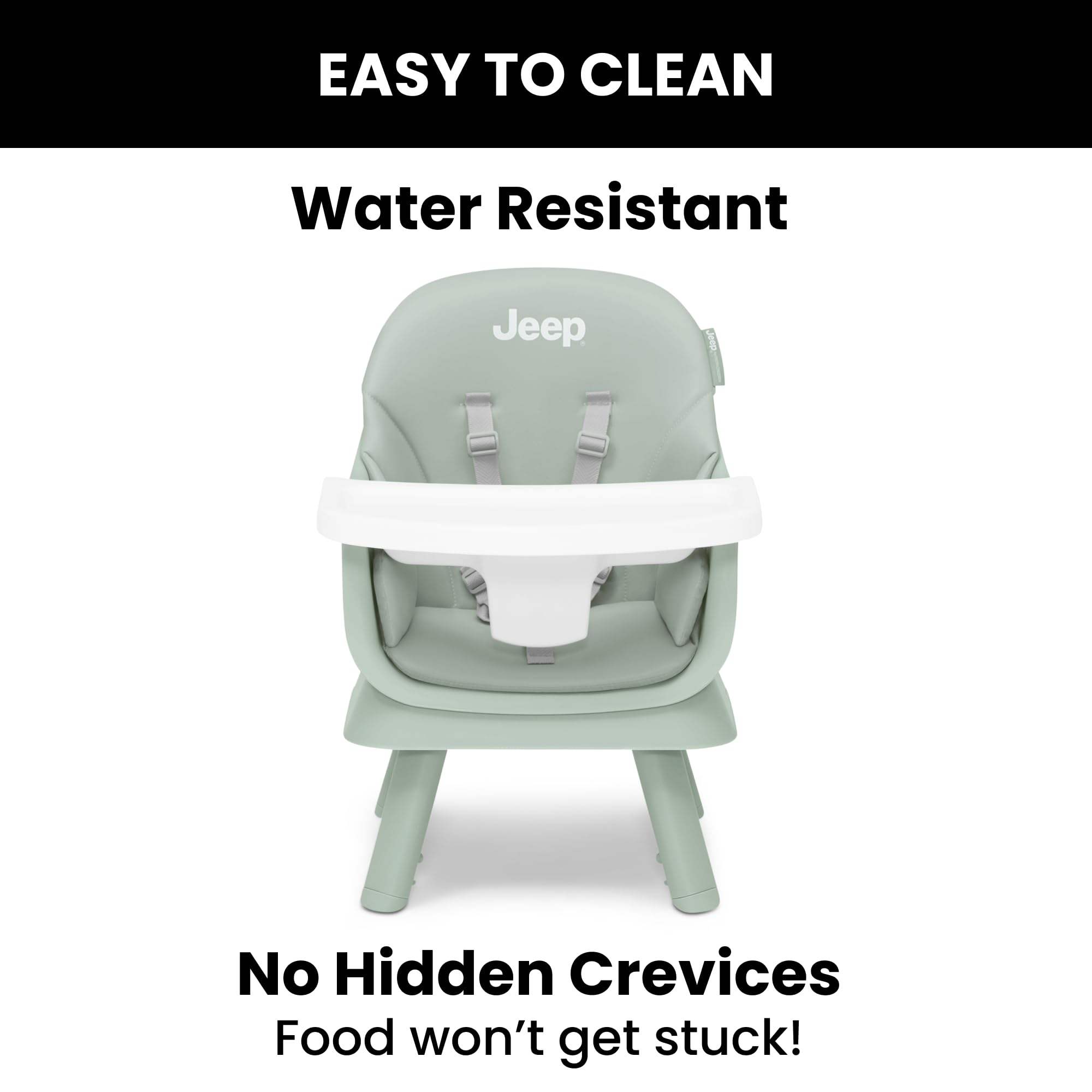 Jeep Milestone 6-in-1 High Chair by Delta Children - High Chair Converts to Stool, Booster Seat, Toddler Chair, Activity Table and Desk and Chair, Sage Green