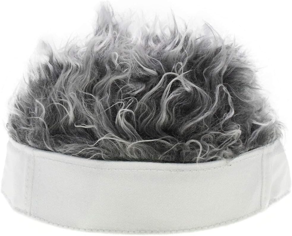 Adult Novelty Baseball Hat with Spiked Hairs Wig Peaked Adjustable