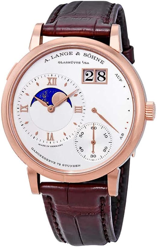 Amazon Com A Lange Sohne Grand Lange 1 Moonphase 18kt Rose Gold Silver Dial Men S Watch 139 032 Watches