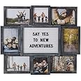 Melannco Customizable Letterboard 8-Opening Photo Collage, 19 x 17 inch,Distressed Black