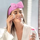 Aomig Spa Headbands for Women Pink Bowknot Microfiber Elastic Hair Band view 5