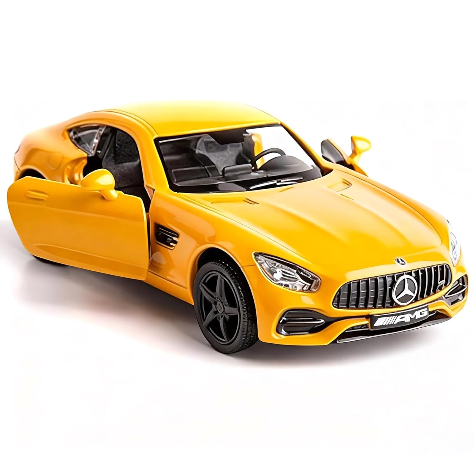 RMZ City 1/36 Scale AMG GT Car Model, Zinc Alloy Die-Cast Pull Back Vehicles Kid Toys for Boy Girl Gift (Yellow)