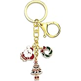 Lervuh Christmas Keychain Christmas Bag Charm Christmass Purse Charms Stocking Stuffers for Friends Sister Coworkers Womens Diamond Art Christmass Ornaments