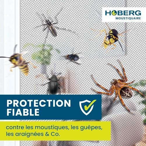 Moustiquaire de fenêtre avec Fixation magnétique innovante | Moustiquaire jusqu'à 150 x 130 cm découpable Individuellement, Pas de perçage ni de vissage | Fixation avec 16 aimants [Noir]