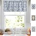 jinchan Linen Valance Curtain Tie Up Blue Valance for Kitchen Windows Vintage Floral Damask Printed Drapes with Adjustable Tie Medallion Small Window Curtain Rod Pocket 20 Inch Long One Panel