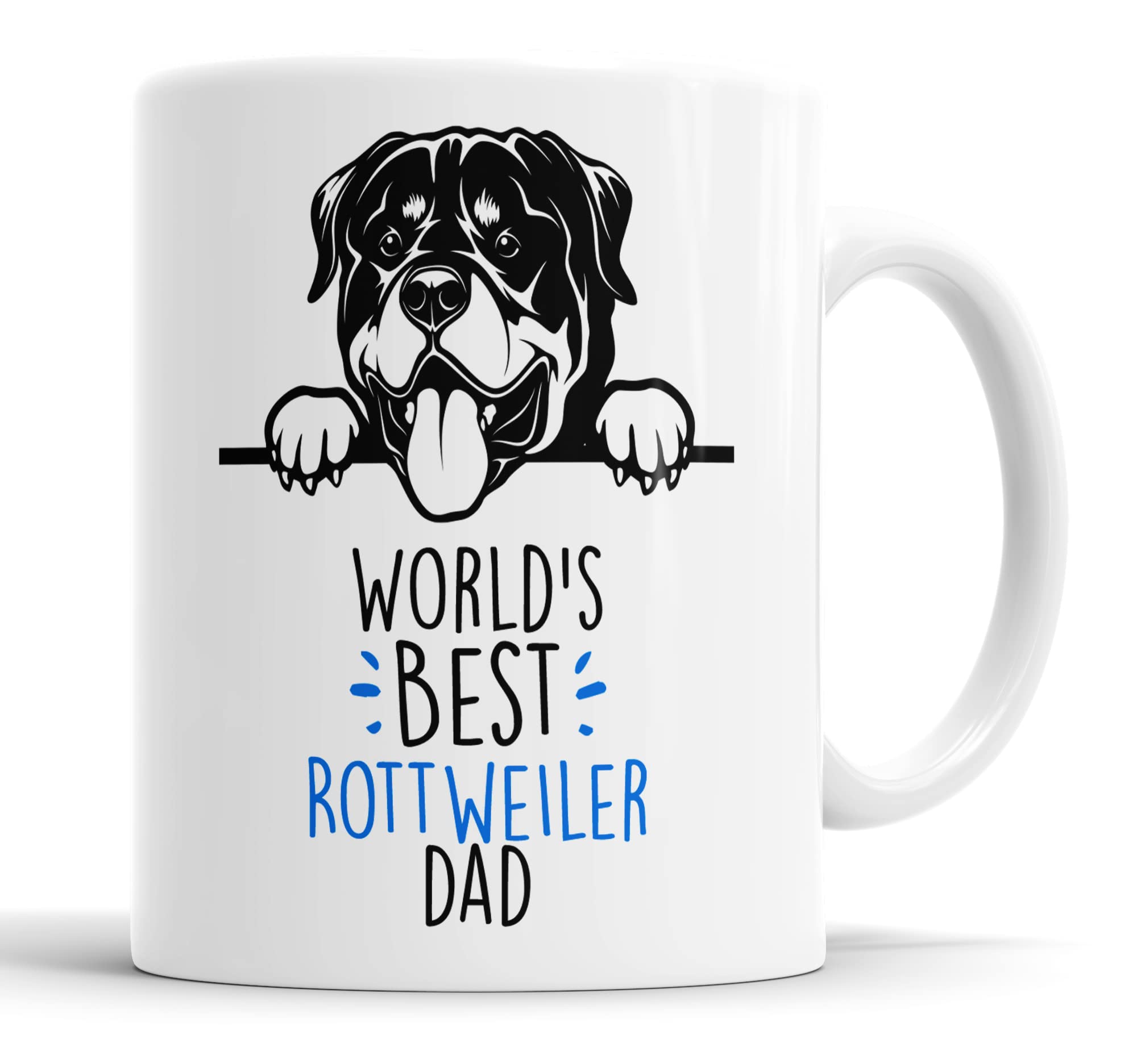 Faithful Prints Rottweiler World's Best Dad Mug Dog Dad Rottweiler Dad Cup Friend Funny Gift for Birthday Christmas, Rottweiler Mug