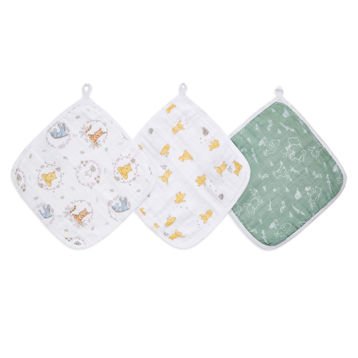aden + anais essentials Winnie The Pooh Washcloth - Pack of 3 | Disney Baby | 100% Cotton Muslin, Bath & Shower Flannel for Babies | Mickey Mouse Unisex Baby Gift Set | Wash Essentials for Newborns — image 1