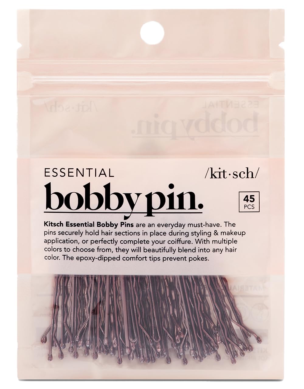 Kitsch Brown Bobby Pins - 1.87 Inches | Ideal for Brown, Thick & Thin Hair | Hair Styling Accessories for Kids, Girls and Women | Hair Stylist Must Haves | Stylish and Secure Hair Pin - 45 pcs