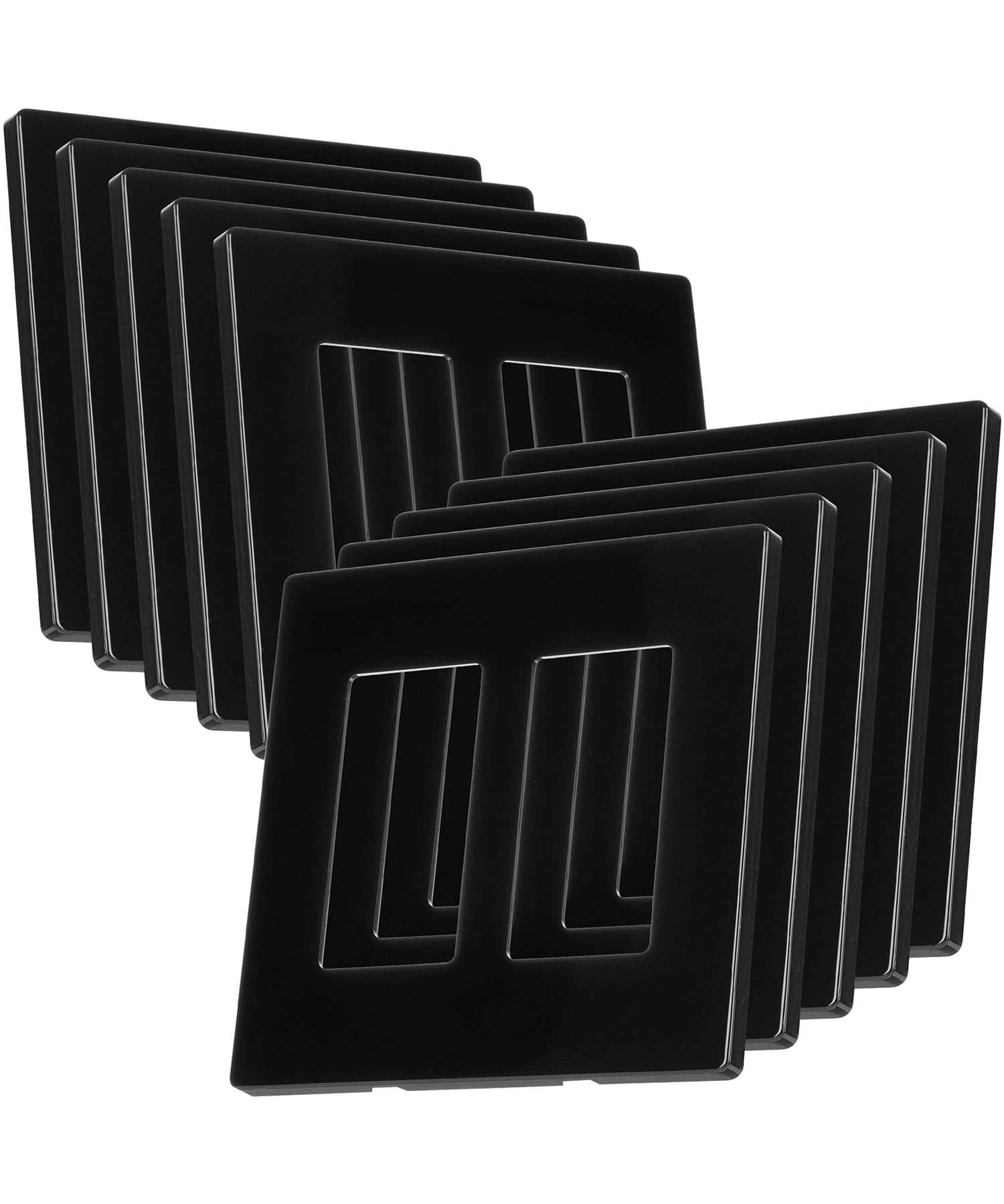 Photo 1 of Bates- Screwless Decorator Wall Plates, Black, 10 Pack, Screwless Wall Plates 2 Gang, Switch Cover Plate, Electrical Outlet Cover