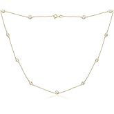 Amazon Essentials Platinum or Gold Plated Sterling Silver Station Necklace made with Infinite Elements Zirconia (previously Amazon Collection)