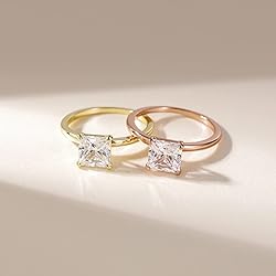 EAMTI 2CT 925 Sterling Silver Gold Engagement Rings