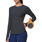 Ewedoos Thermal Shirts for Women Zipper Pocket Fleece Lined Long Sleeve Workout Tops Compression Running Hiking Ski Gear