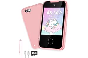 TKECWOB Kids Phone for Girls Aged 3-6 with Dual Camera, Touchscreen Toy Phones for Kids MP3 Music Player 13 Puzzle Games, Educational Toys Christmas Birthday Gifts for Girls Ages 3 4 5 6 7 with SD Card Pink