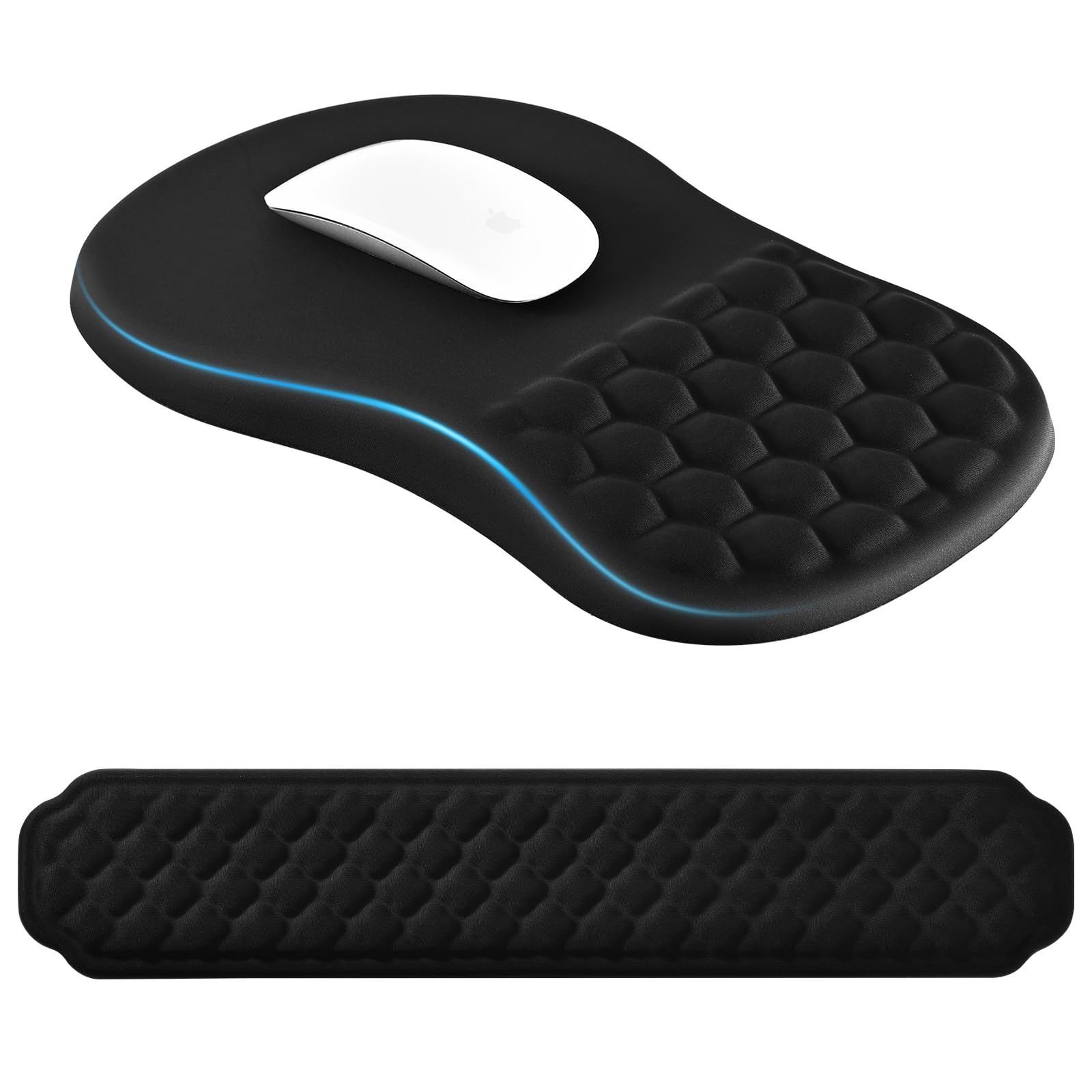 EooCoo Ergonomisches Mauspad und Handballenauflage Tastatur, Mousepad mit Massage-Noppen, Gaming Memory-Schaum Mausmatte mit Rutschfester PU-Basis, für Schmerzlinderung, für Alle Maus Laptop, PC