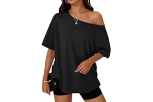Trendy Queen Womens Off The Shoulder Tops Oversized T-Shirts Short Sleeve Tees Summer 2025 Casual Spring Fashion Clothes