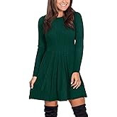 Maisolly Women Winter Cable Knit Sweater Dress Pullover Long Sleeve Flare Warm Dress