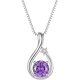 SeiMios 925 Sterling Silver Birthstone Necklaces for Women Twisted Infinity Pendant Necklace