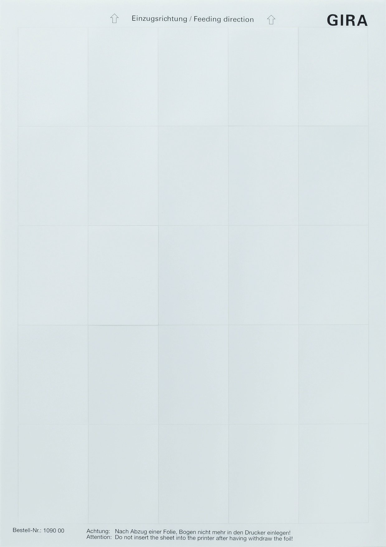 GIRA 109000 Labelling Sheet Material 38 x 54 mm