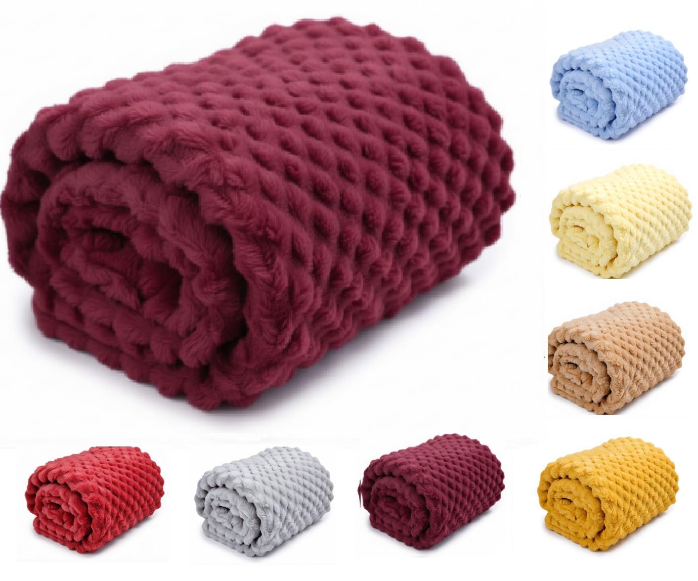 OnlyBee Baby Waffle Blanket 75 x 100 cm – Soft & Breathable Cellular Cot Blanket – Lightweight Baby Blanket for Newborns, Prams & Moses Baskets (Burgundy)