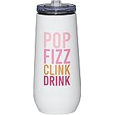 Santa Barbara Design Studio Insulated Champagne Tumbler with Flip Top Lid Sippin Pretty Stainless Steel Champagne Flute, 12-Ounce, Pop Fizz