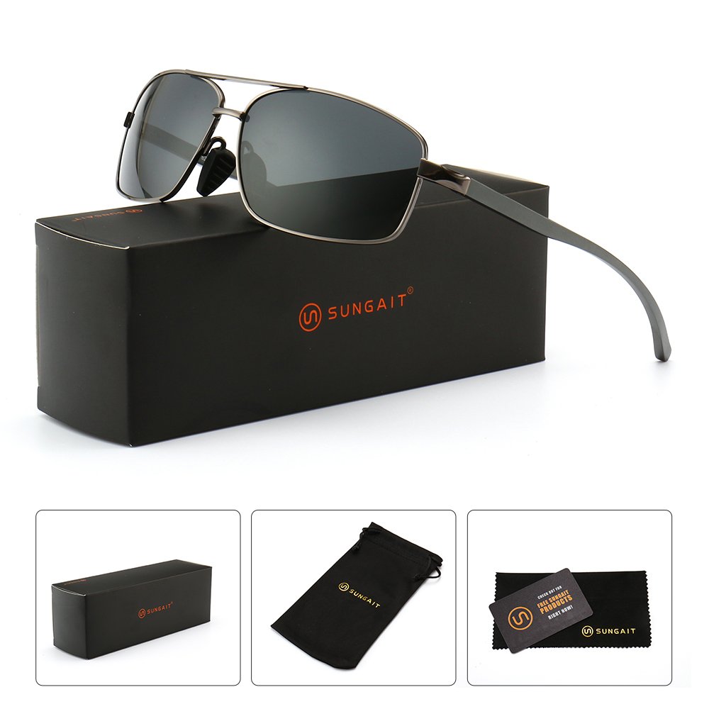 SUNGAIT Ultra Lightweight Rectangular Polarized Sunglasses UV400