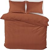 MOONLIGHT20015 Double Duvet Set Reversible Stripes Satin Bedding Rust 200x200 view 3