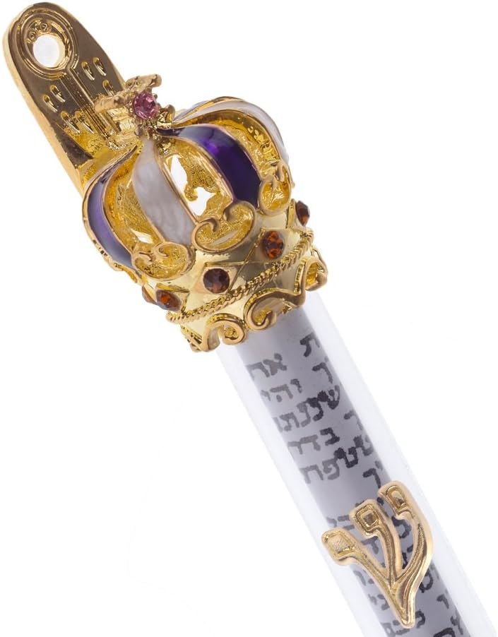 Holylandmarket - Judaica Gold Plated Mezuzah And Scroll Large With Enamelled Stones As Shown  With Scroll   6 Inches