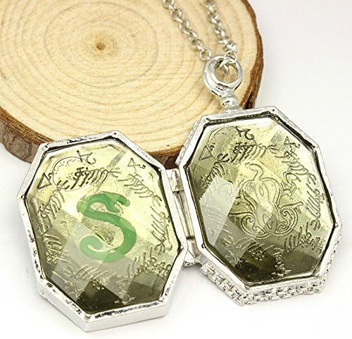 Harry Potter Slytherin Horcrux Locket Necklace Simple Snake Pattern Can Open Pendant Necklace