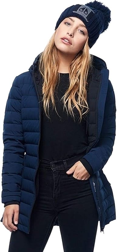 women's navy coat with hood