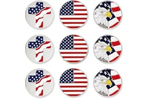 PinMart’s Mix Bundle Pack of 9 Golf Ball Markers - Golf Accessories for Men and Women – United States Eagle and American Flag Magnetic Ball Markers Set of 9