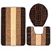 Bathroom Rug Mats Set 3 Piece Toilet Carpet Rugs Includes Contour Mat and Lid Cover, Non Slip Shaggy mat Machine Wash/Dry, Great Plush Mats for Tub Shower (Coffe Tan 32