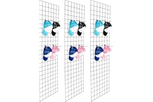 Bonnlo 6' x 2' Wire Grid Panel for Retail Display Gridwall, Wire Grid Wall Display Rack, 3-Pack Black