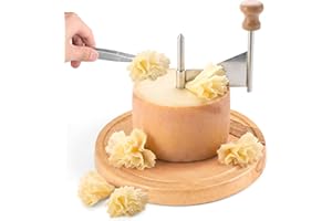 Handheld Cheese Curler Slicer, Wooden Cheese Flower Shaver Cutter Wheel with Stainless Steel Blade Manual Cutting Tool for Pa