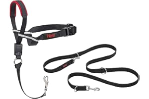 Halti Optifit Headcollar Size Medium & Training Leash Size Large, Black Combination Pack - Stop Your Dog Pulling on the Leash. Adjustable with Padded Nose Band. Suitable for Medium Dogs